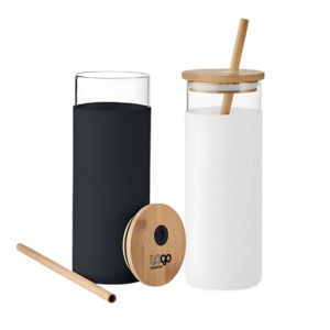 Tumbler with Wooden Lid & Straw